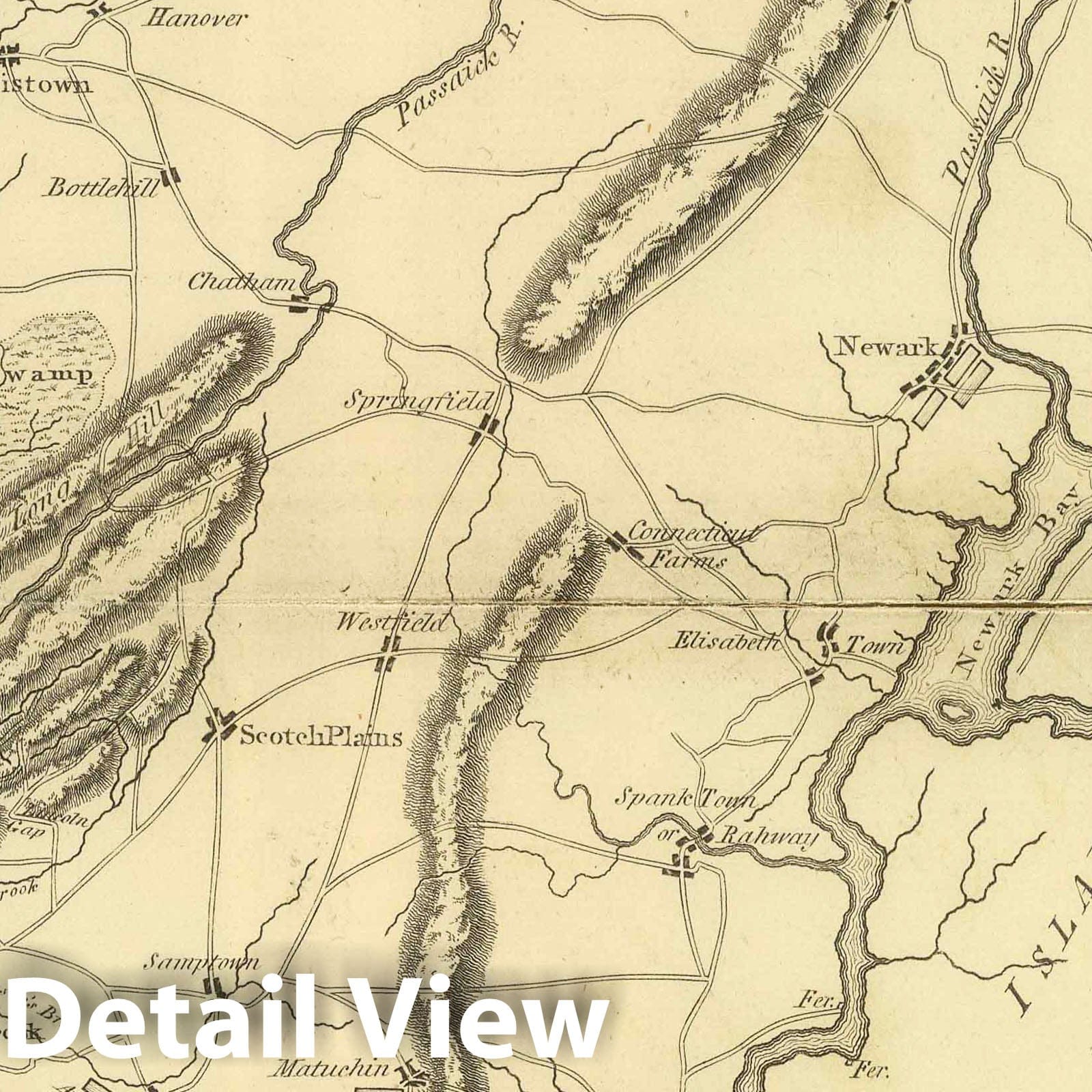 American Revolution: Northern New Jersey- Military Map, 1807