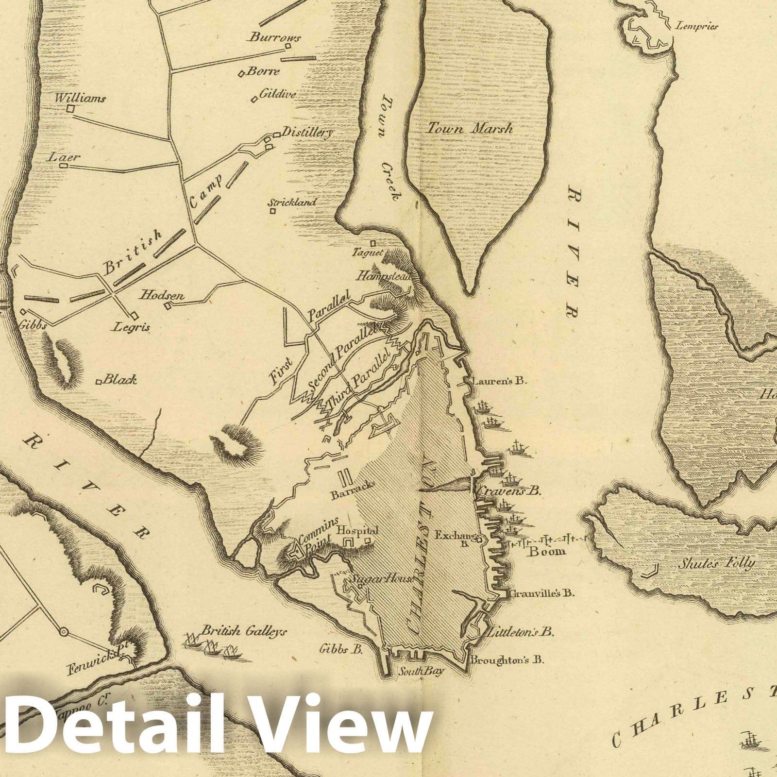 Siege of Charleston, South Carolina - American Revolution Military Map, 1807