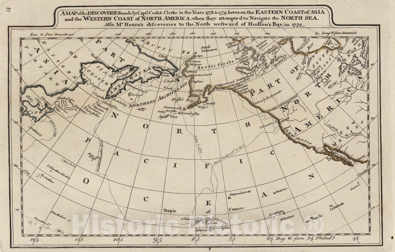 Historic Map : 1818 Discoveries made by Captains Cook & Clerke. - Vintage Wall Art