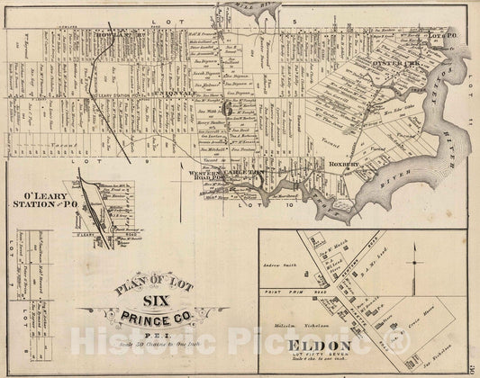 Historic Map : 1880 Plan of Lot Six, Prince Co, P.E.I. - Vintage Wall Art