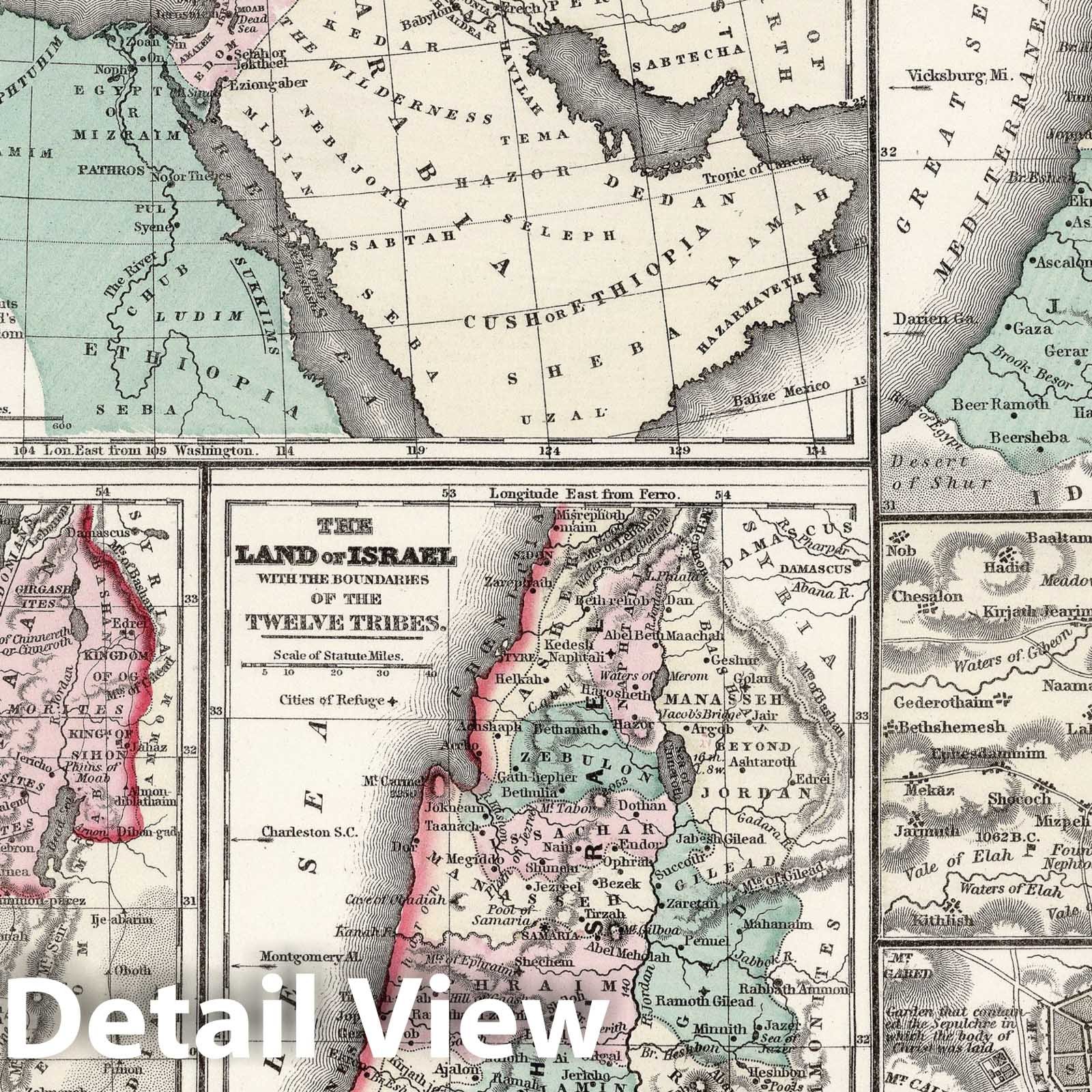 Israel, Palestine, and Canaan - Ancient Maps, 1877 - Historical Map Print