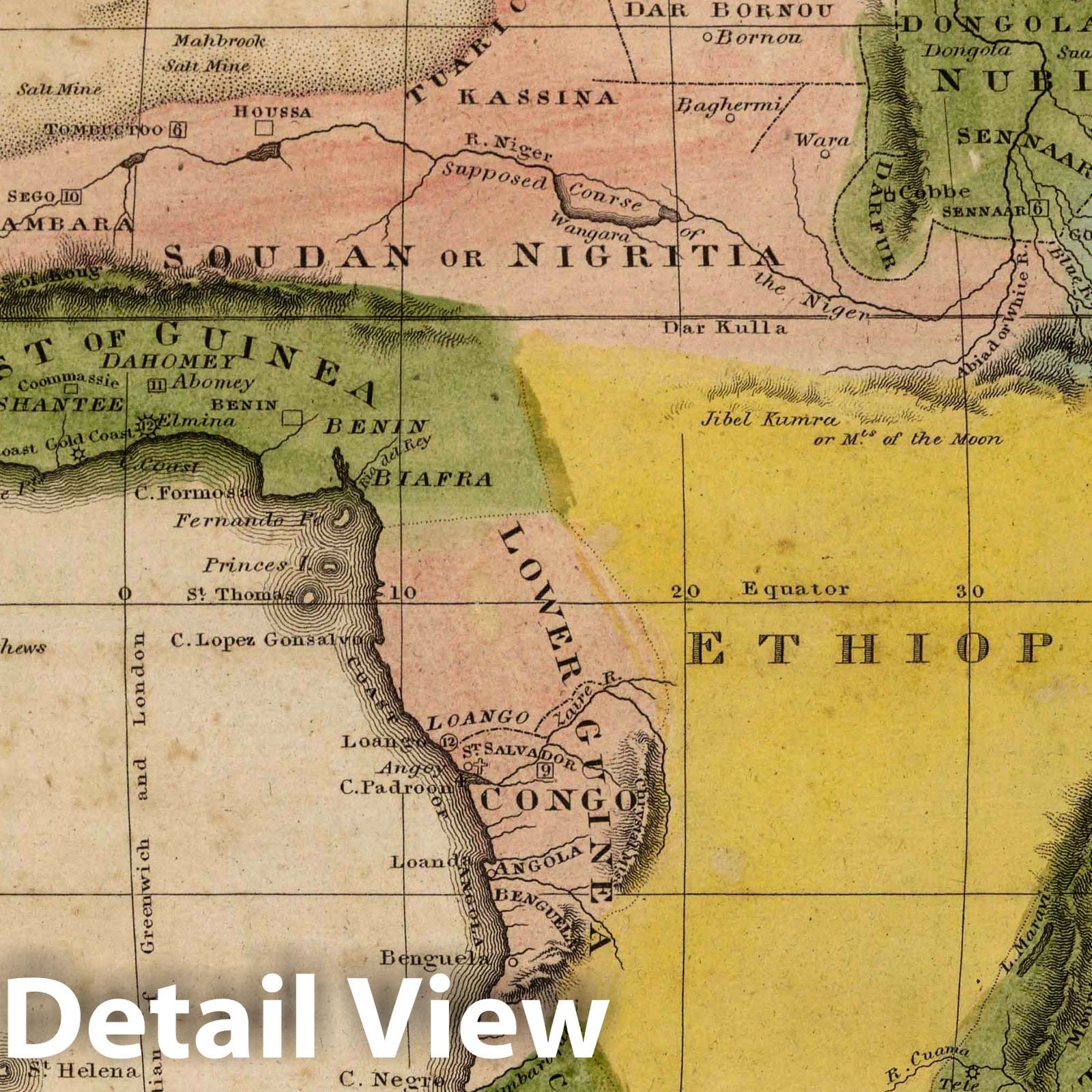 Africa - River Map, 1824 - Historical Map Print