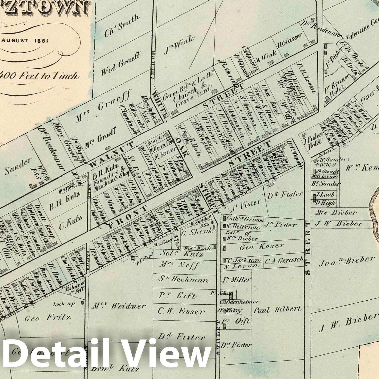 Kutztown, Berks County, Pennsylvania - Property Map, 1861