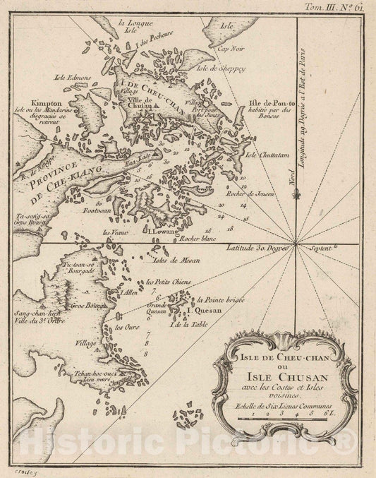 Historic Map : China, 1764 Isle de Cheu-Chan ou isle Chusan : avec les Costes et isles Voisines , Vintage Wall Art