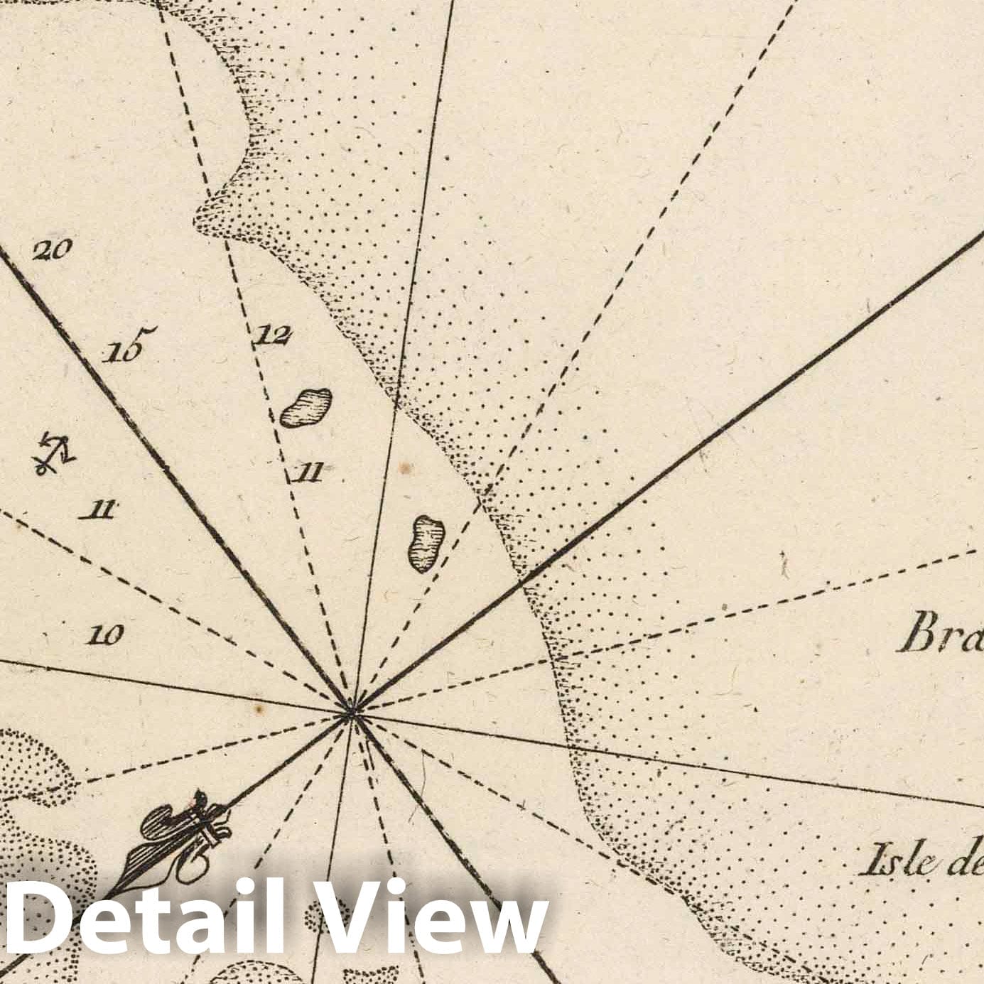 Historic Map : Mauritius, , Africa 1764 Plan du Port Bourbon en l'Isle de France , Vintage Wall Art