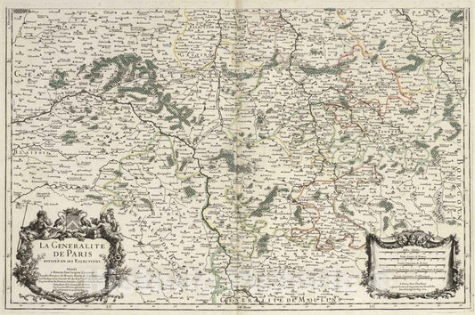 Historic Map : 1695 La Generalite de Paris (southern sheet). - Vintage Wall Art
