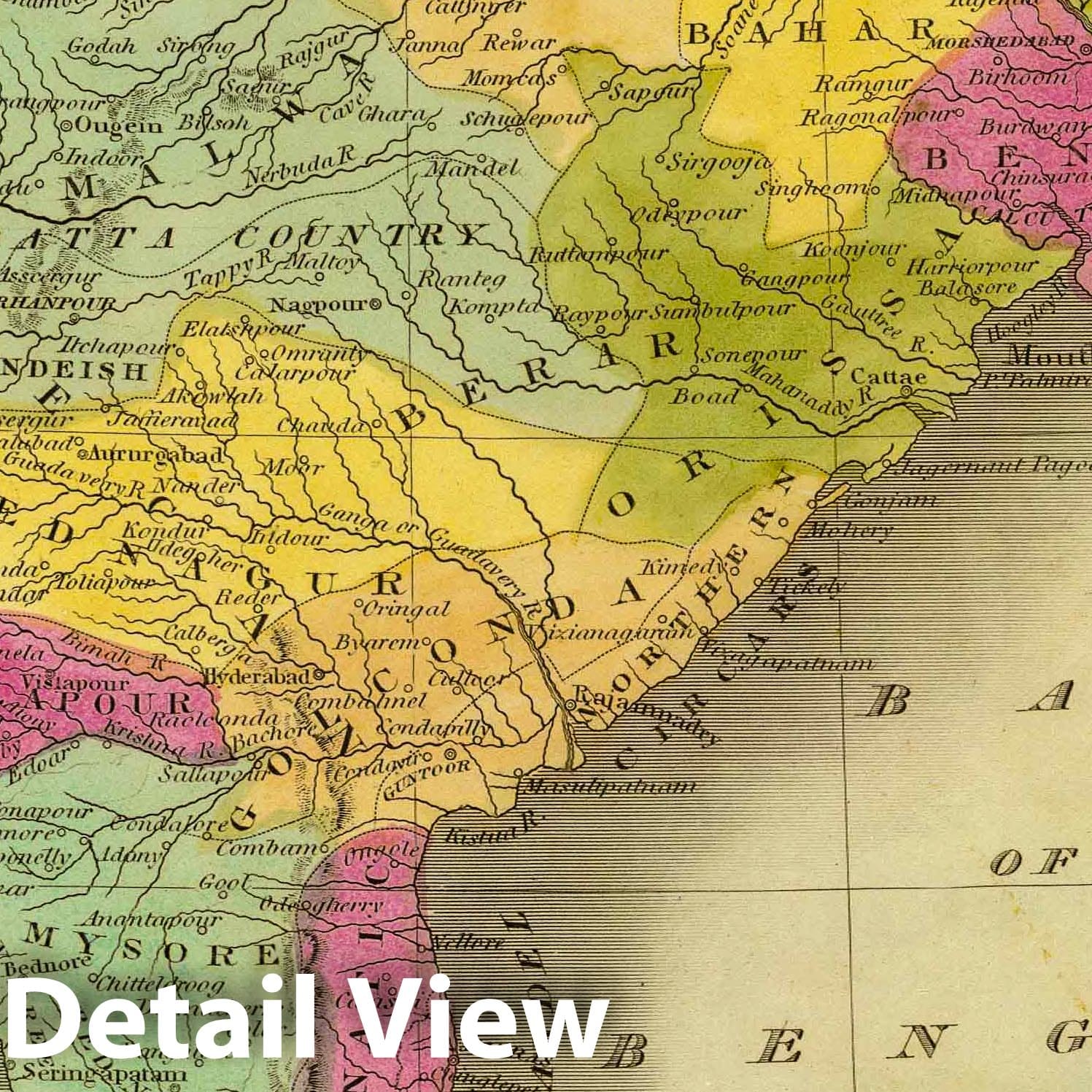 India - Railroad Map, 1840 - Historical Map Print