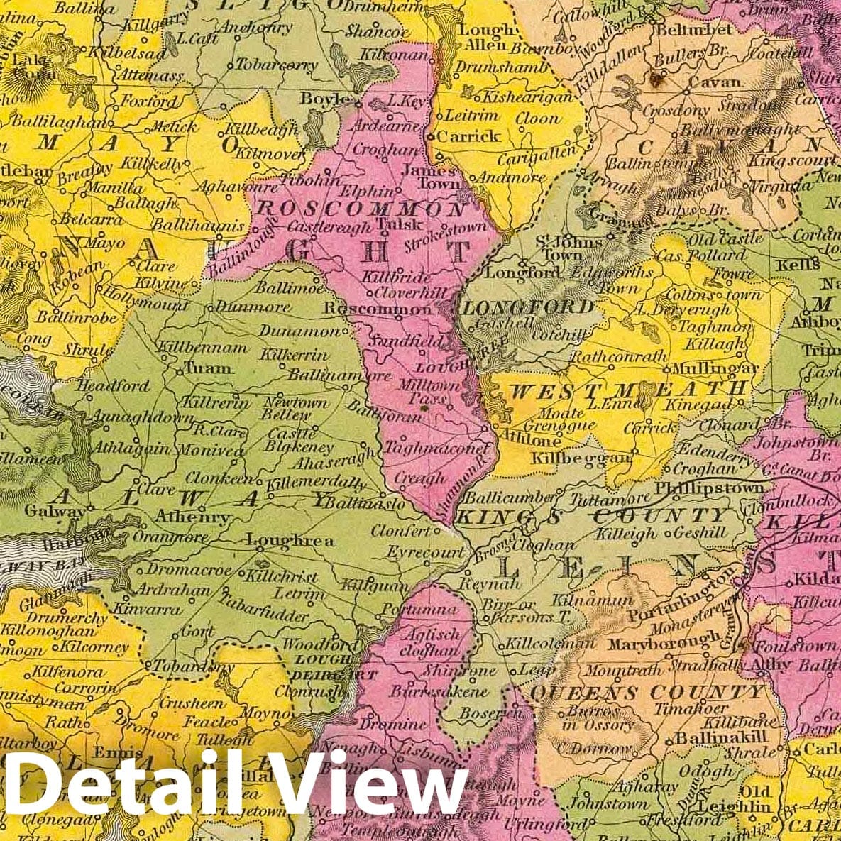 Ireland, 1846 - Historical Map Print from Mitchell's Universal Atlas