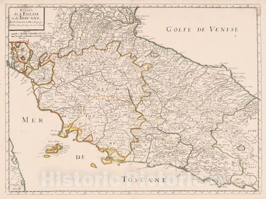 Historic Map - 1703 States of the Church and Tuscany, Italy. - Vintage Wall Art