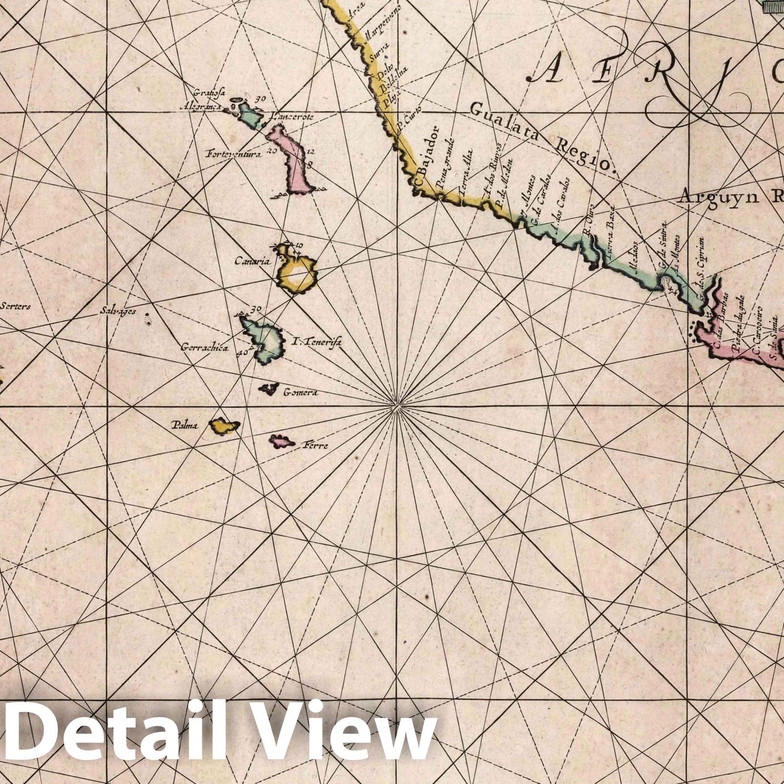 Coast of Barbary - Nautical Chart, 1667 - Historical Map Print