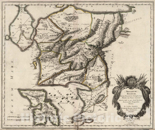 Historic Map : 1665 Trojan Kingdom. - Vintage Wall Art
