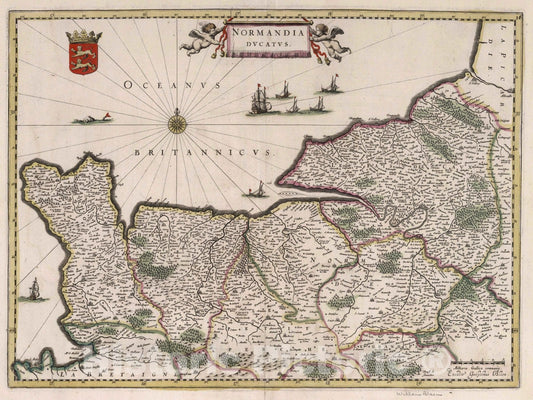 Historic Map : Normandy , France 1682 Normandia Ducatus. , Vintage Wall Art