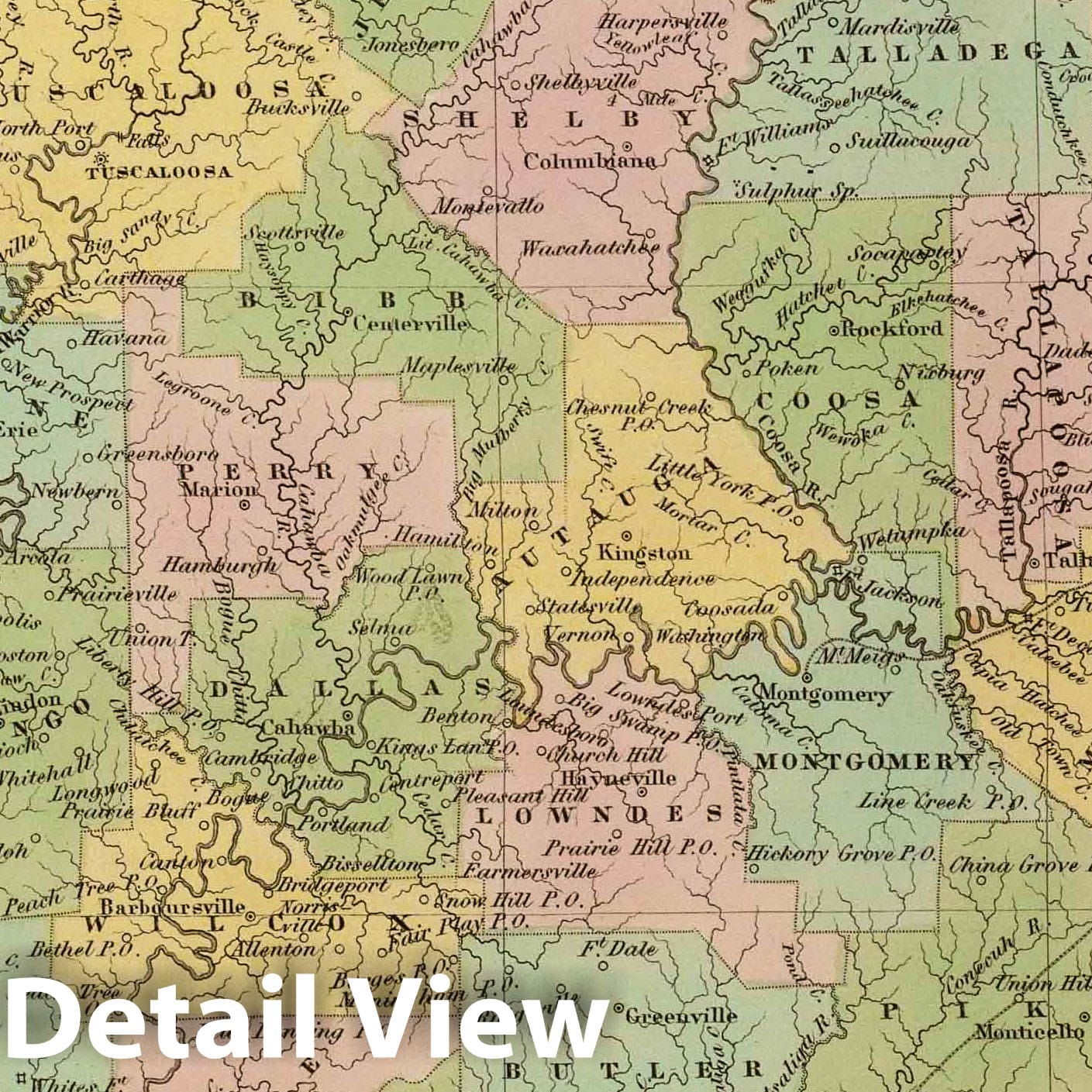 Alabama, 1838 - Historical Map Print from Bradford's Illustrated Atlas