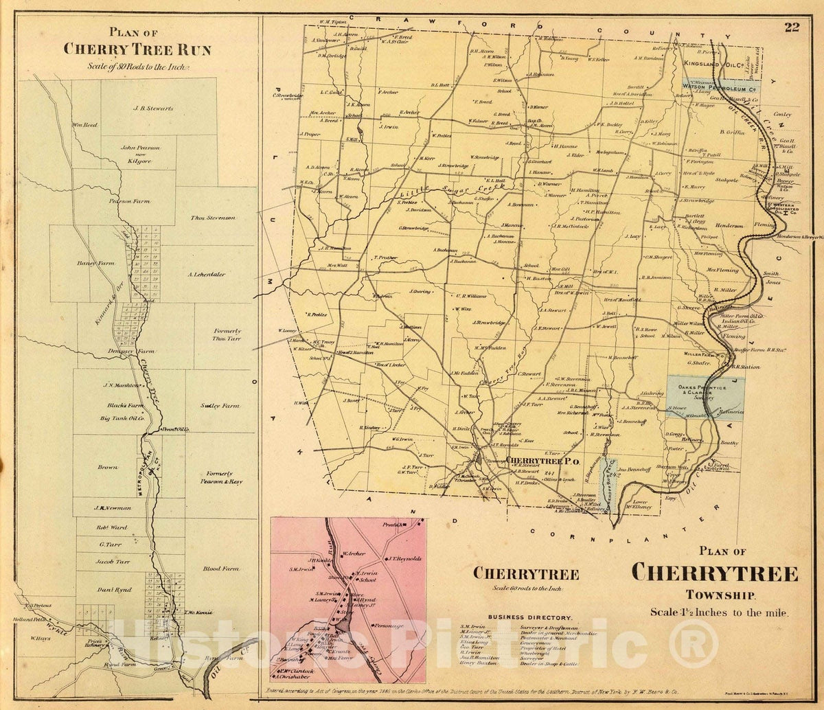 Historic Map : 1865 Cherrytree Township. - Vintage Wall Art