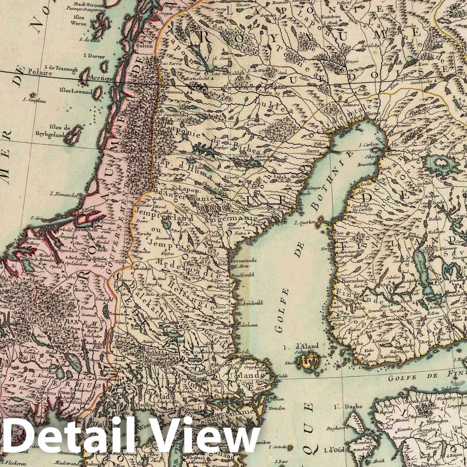 Sweden, Denmark, and Norway - River Map, 1760 - Historical Map Print