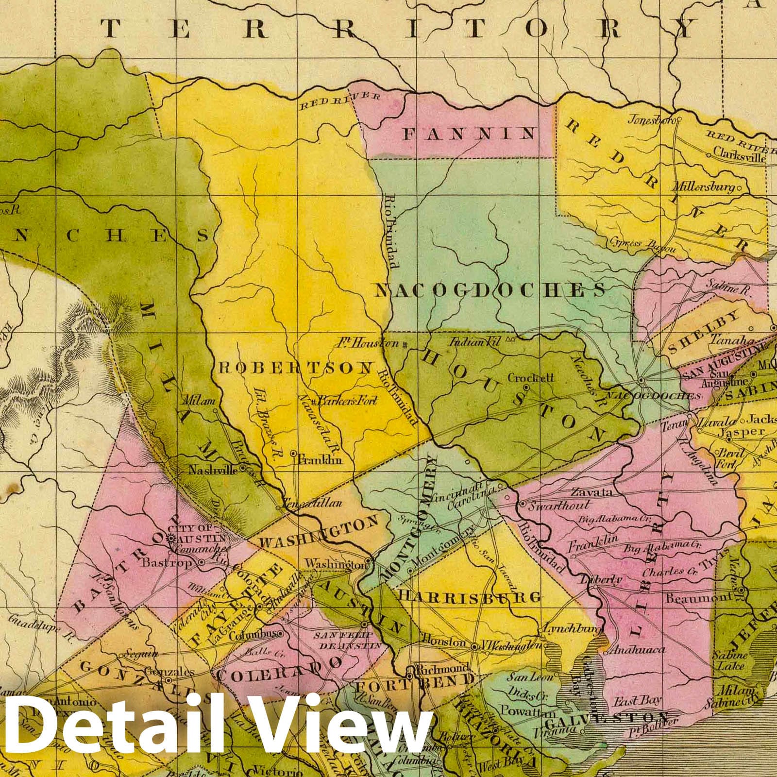 Texas - Railroad Map, 1840 - Historical Map Reproduction