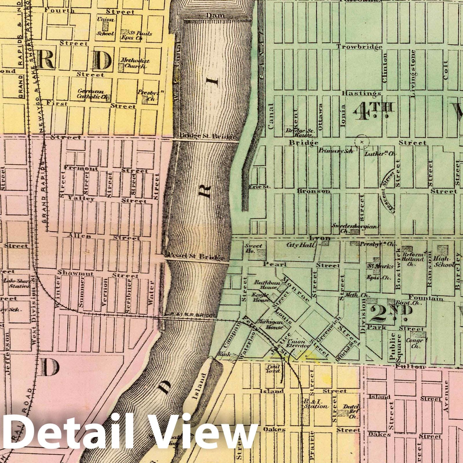 City of Grand Rapids, Michigan - Railroad Map, 1873