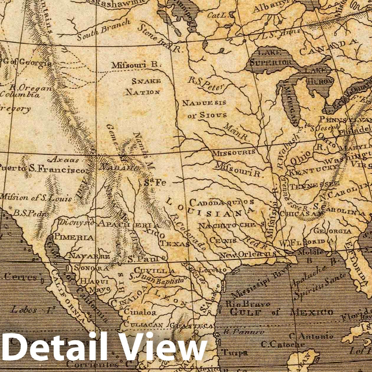 North America - River Map, 1804 - Historical Map Print