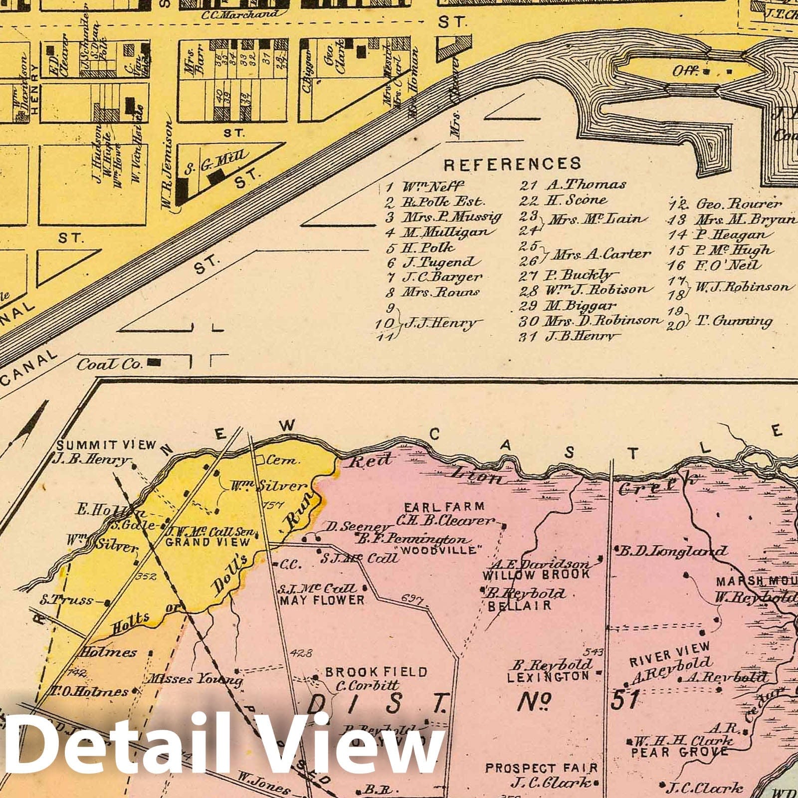 Historic Map : 1868 Delaware City, Red Lion. - Vintage Wall Art