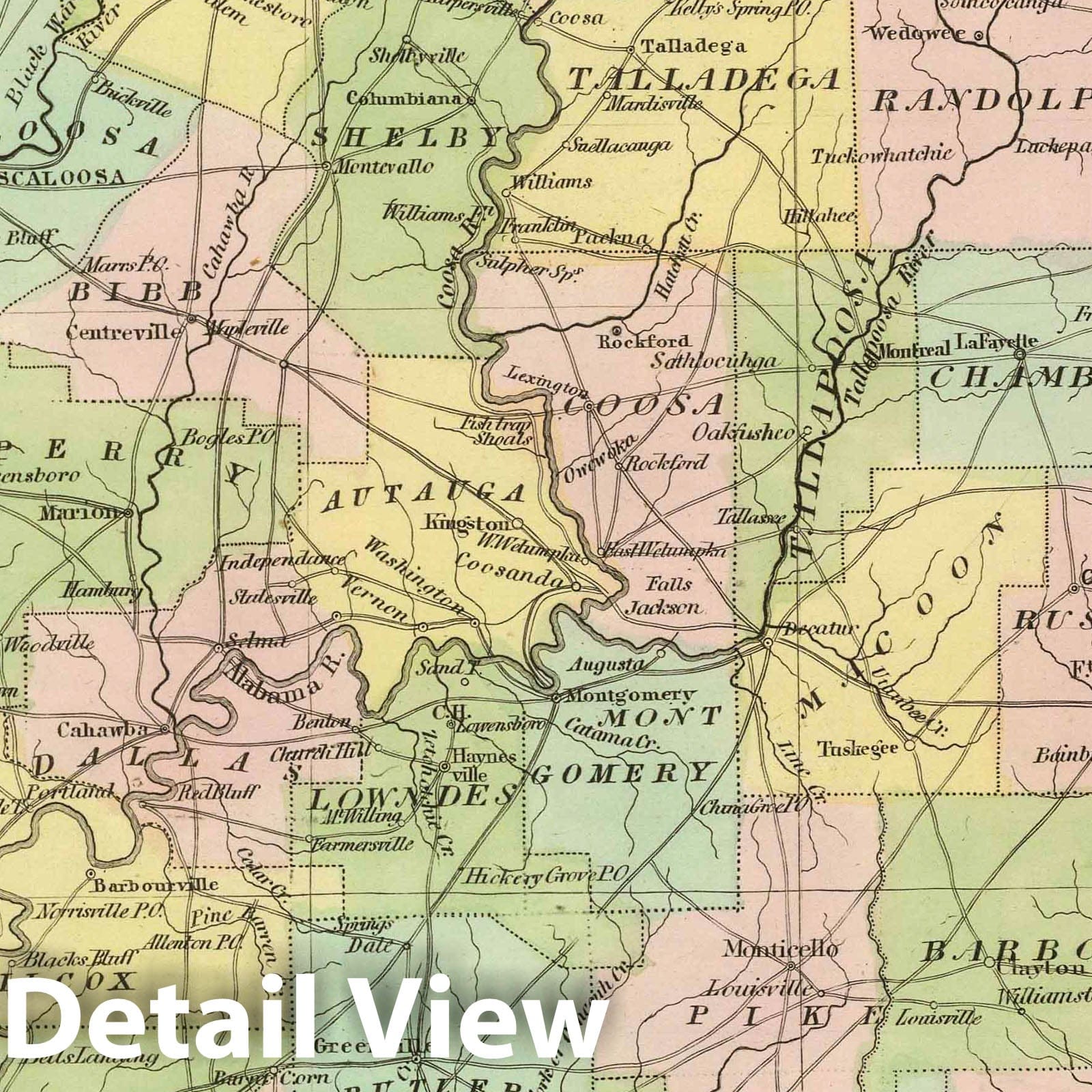 Alabama - Railroad Map, 1848 - Historical Map Print