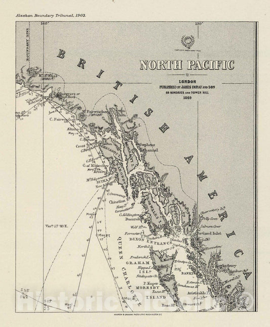 Historic Map : 1869 Imray's North Pacific (portion). - Vintage Wall Art