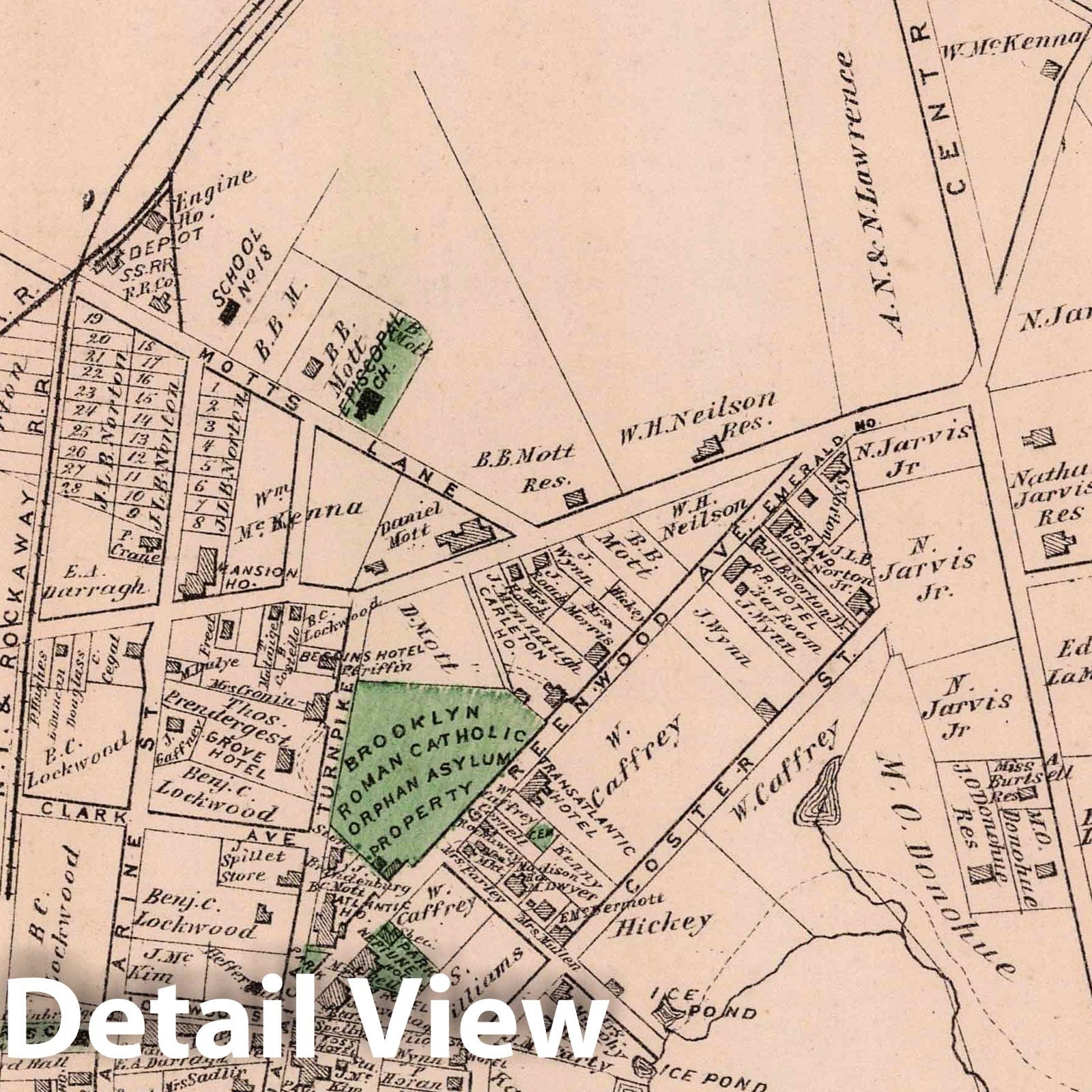Far Rockaway, Hempstead, Long Island Property Map, 1873 - Historical Map Print