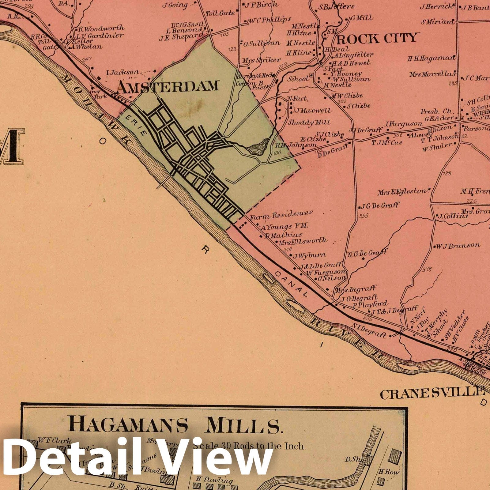 Amsterdam Township, Montgomery County, New York - Property Map, 1868