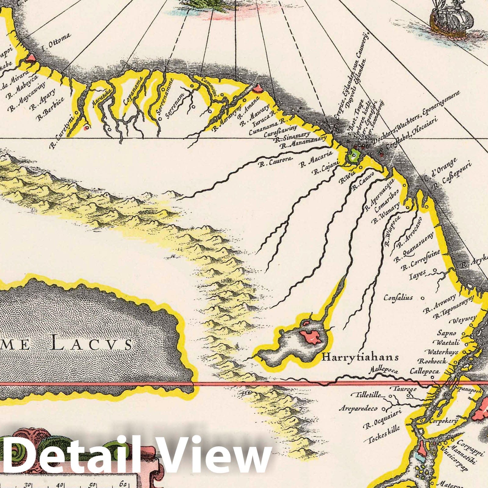 Orinoco-Essequibo Region, Guyana and Venezuela - Route Map, 1667