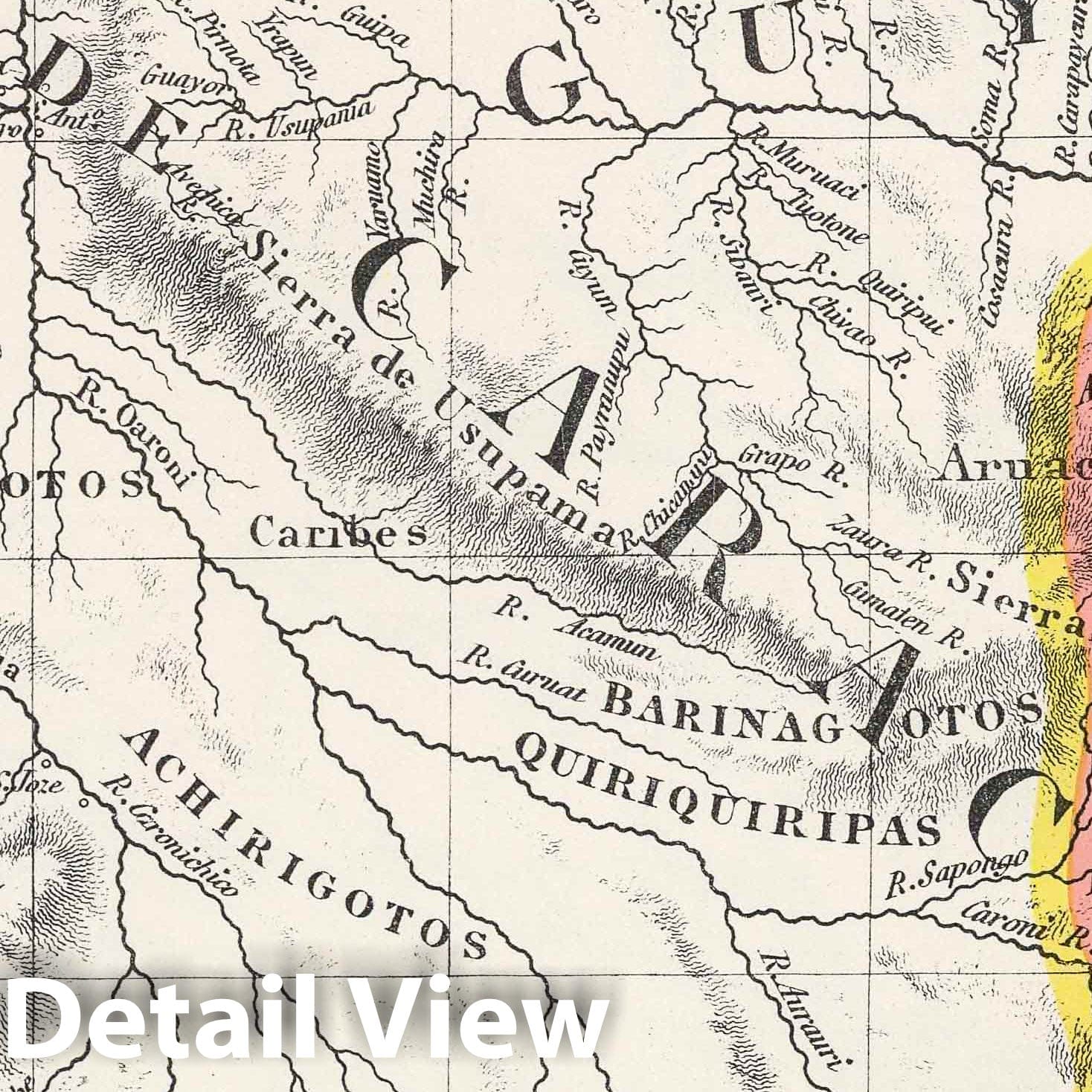 Orinoco-Essequibo Region - Venezuela and Guyana Boundary, 1840 Map Print
