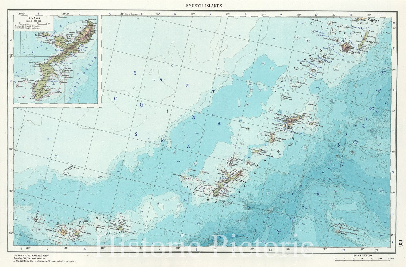 Historic Map : Japan, Okinawa 1967 126. Ryuku Islands. Okinawa. The World Atlas. , Vintage Wall Art
