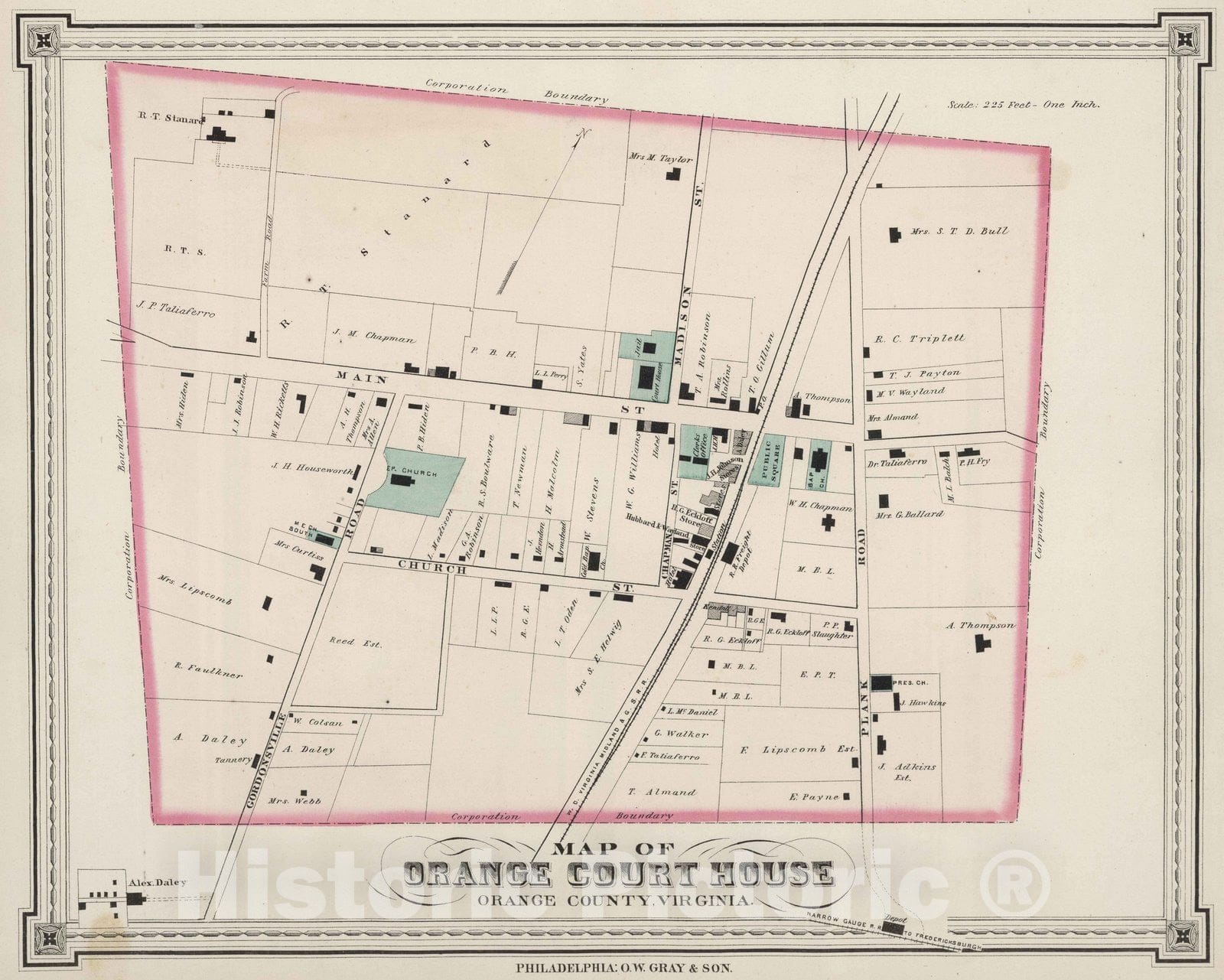 Historic Map : 1878 Orange Court House, Virginia. - Vintage Wall Art