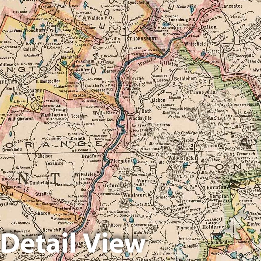 Vermont and New Hampshire - Road Map, 1927 - Historical Map Print