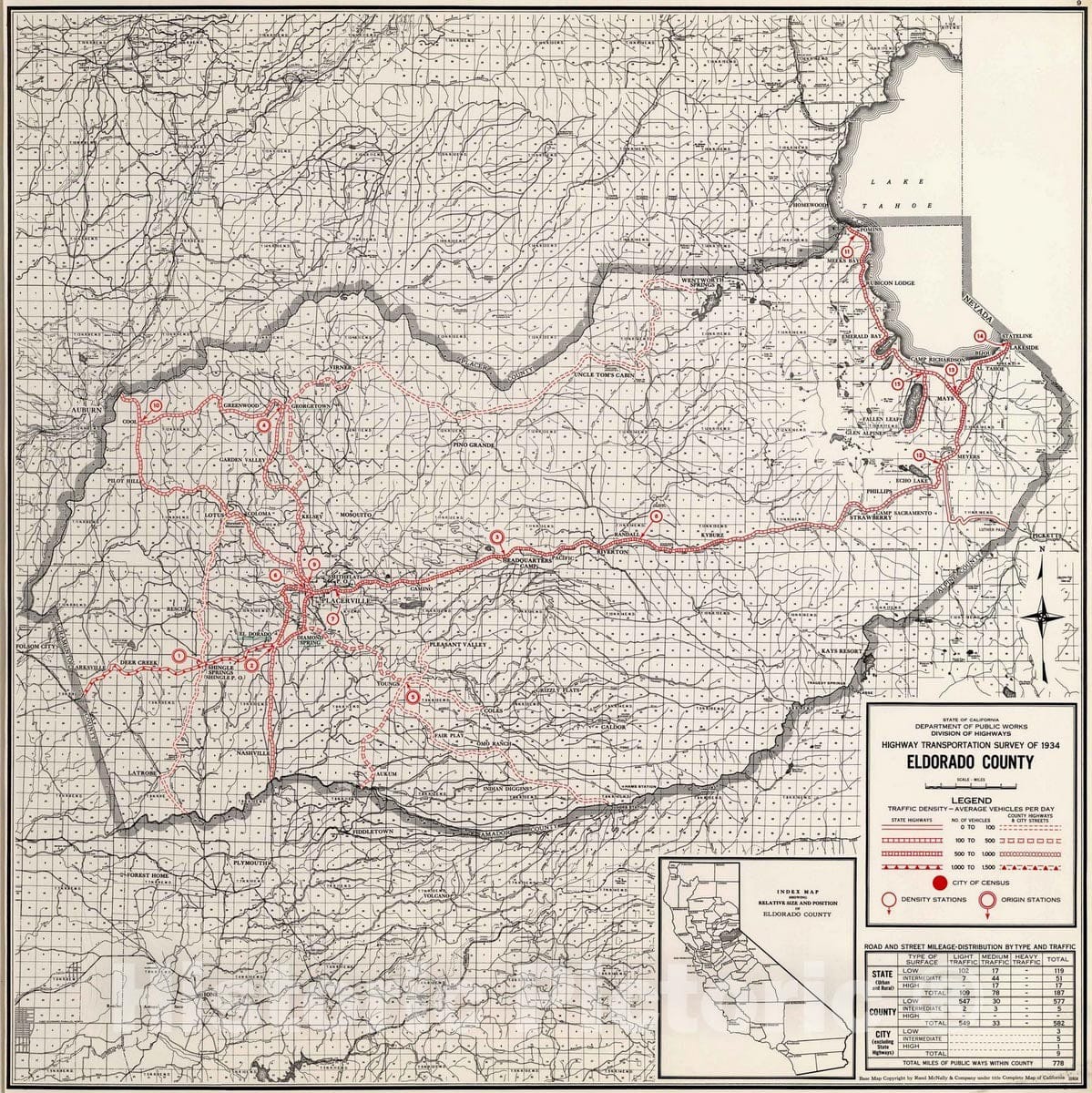 Historic Map : 1935 Eldorado County. - Vintage Wall Art