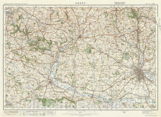 Historic Map : National Atlas - 1918 Sheet 53. Derby. - Vintage Wall Art