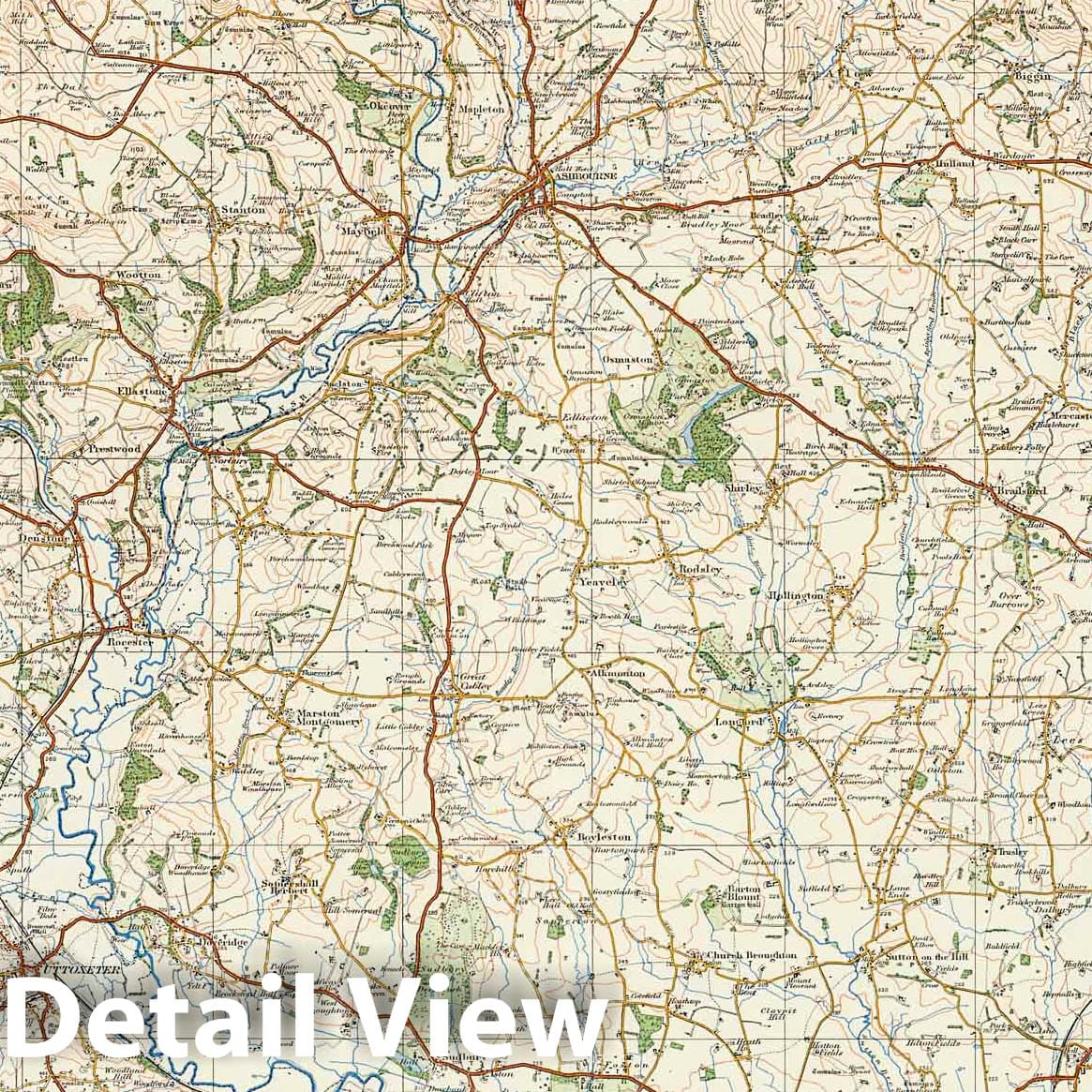 Derby, England - Survey Map, 1918 - Ordnance Survey One-Inch Map Print