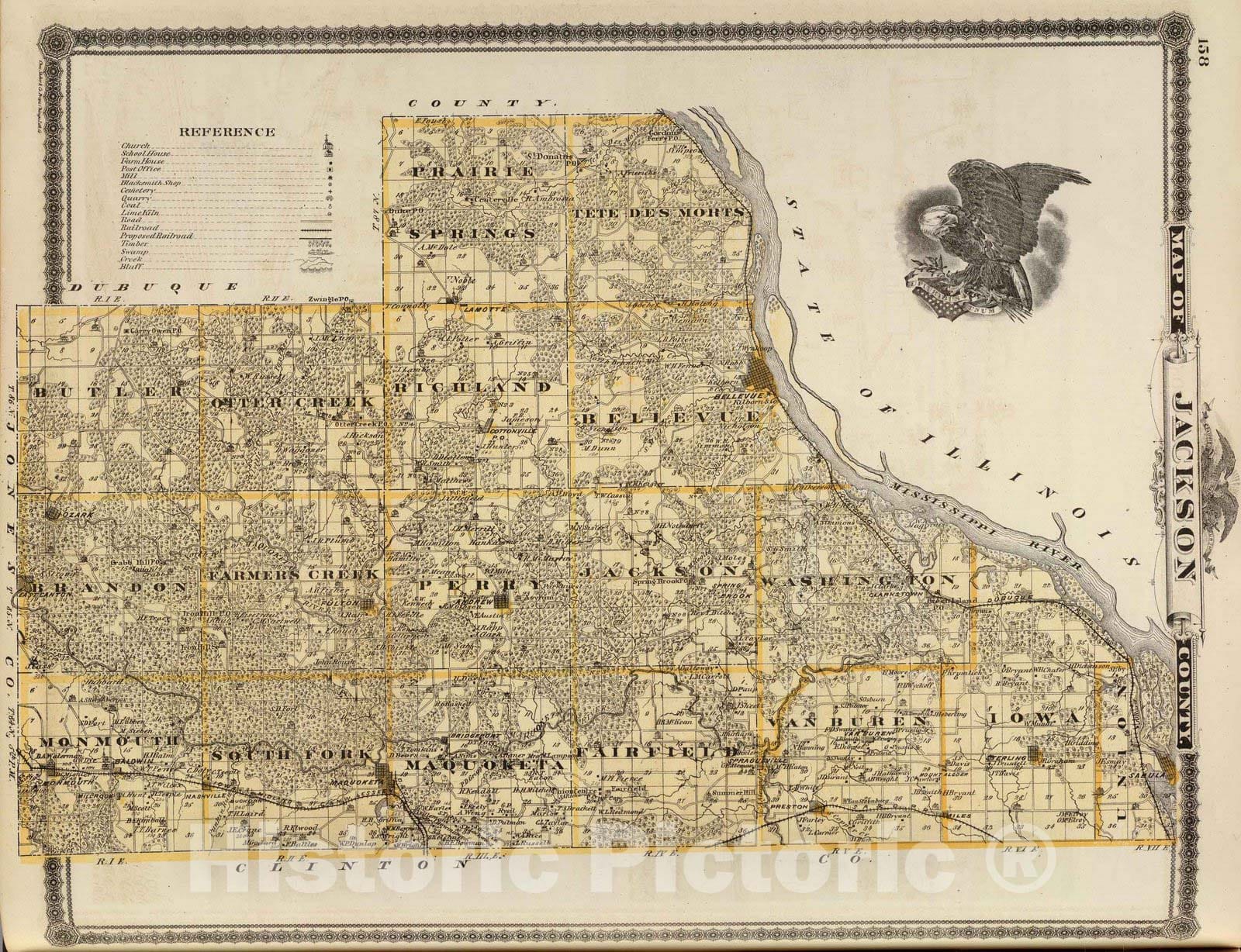 Historic Map : 1875 Map of Jackson County. - Vintage Wall Art