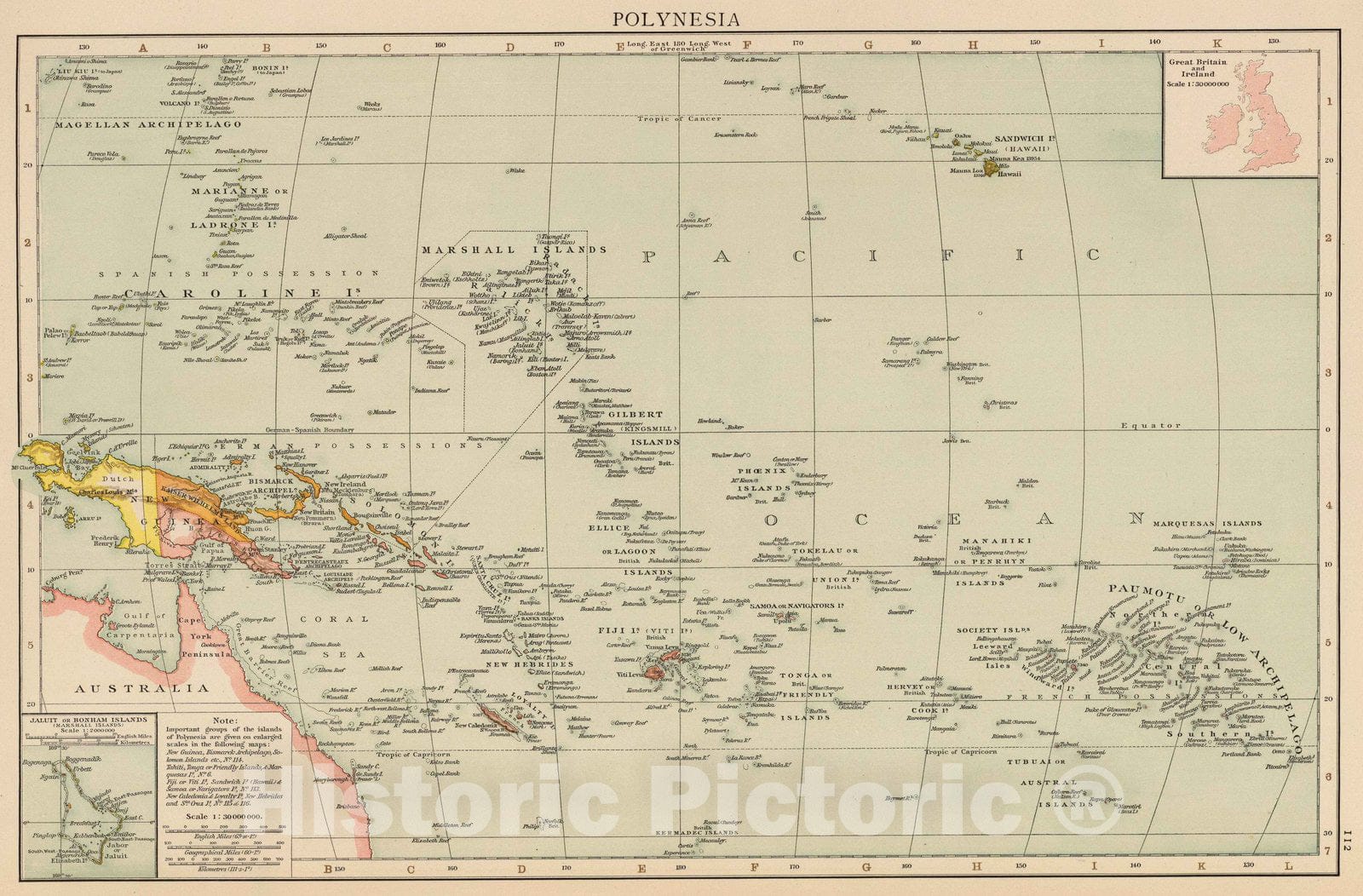 Historic Map : 1895 Polynesia. - Vintage Wall Art