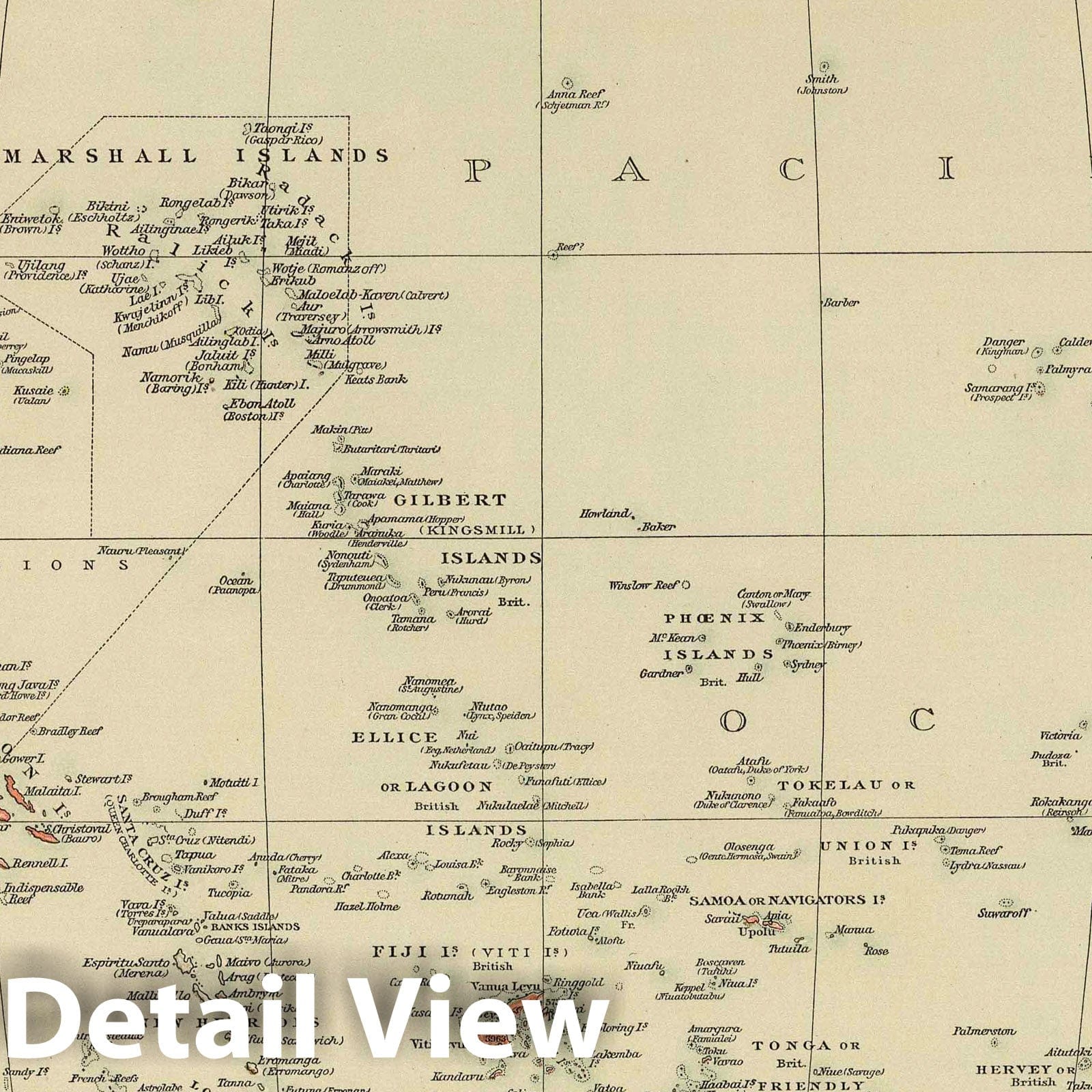 Polynesia with Jaluit Islands, 1895 - Historical Map Print