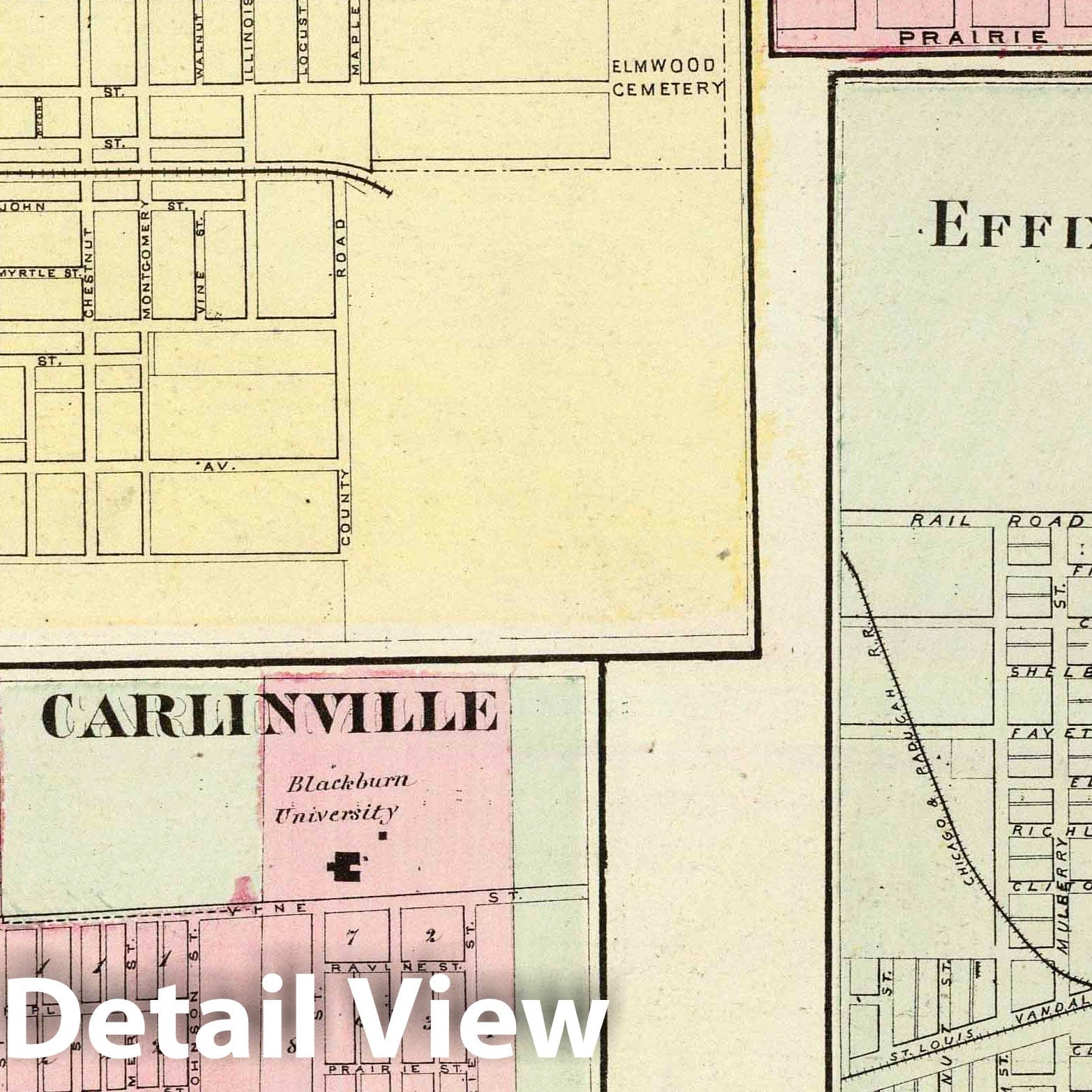 Litchfield, Carlinsville, Salem, Effingham & Olney, Illinois 1876 Atlas Map Print