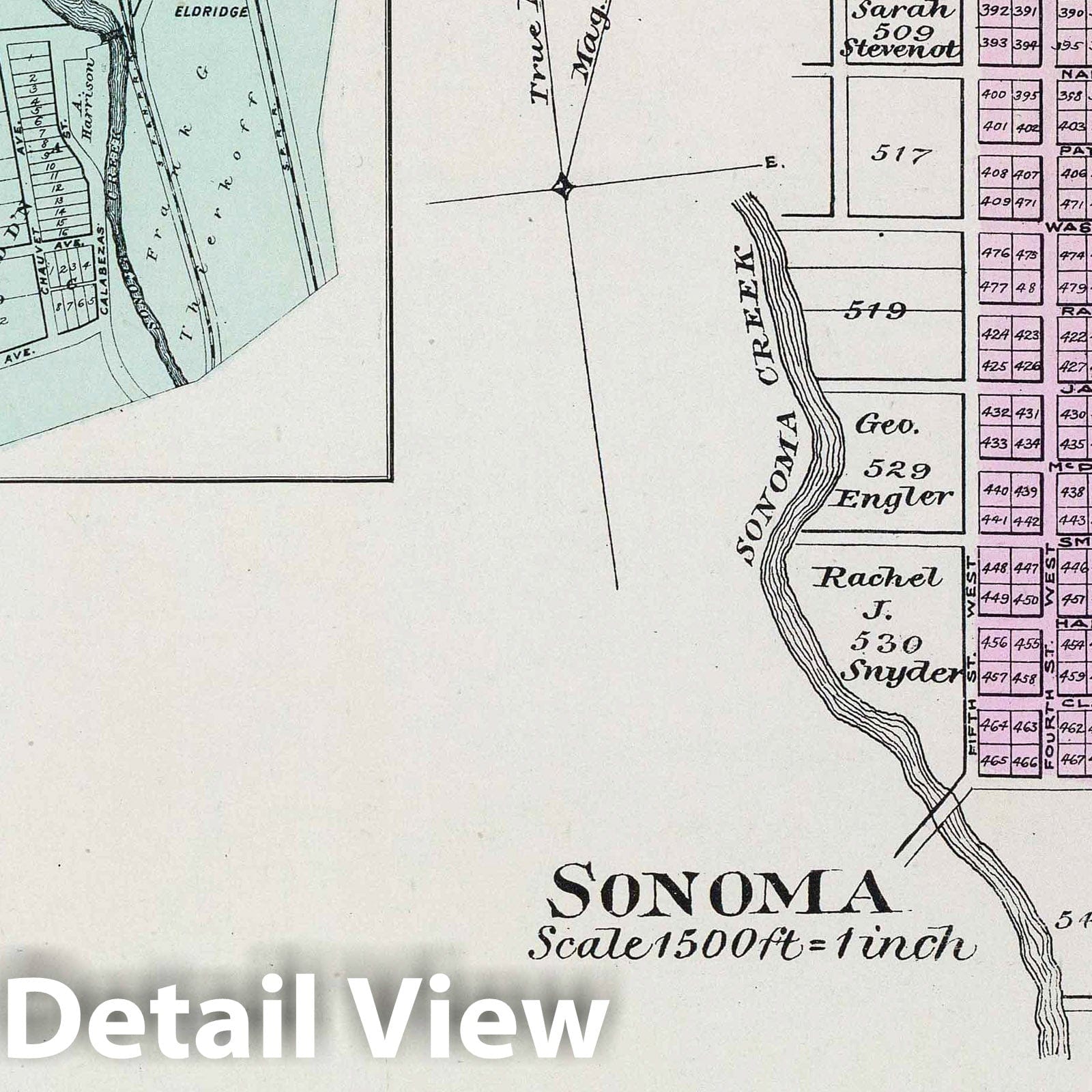 Sonoma and Glen Ellen, Sonoma County, California - Railroad Map, 1898