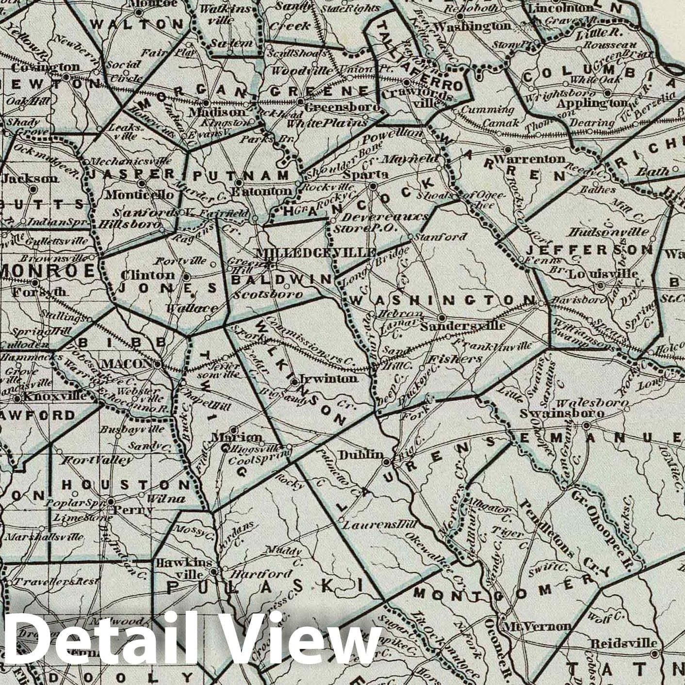 Georgia, 1845 - Historical Map Print from Morse's North American Atlas