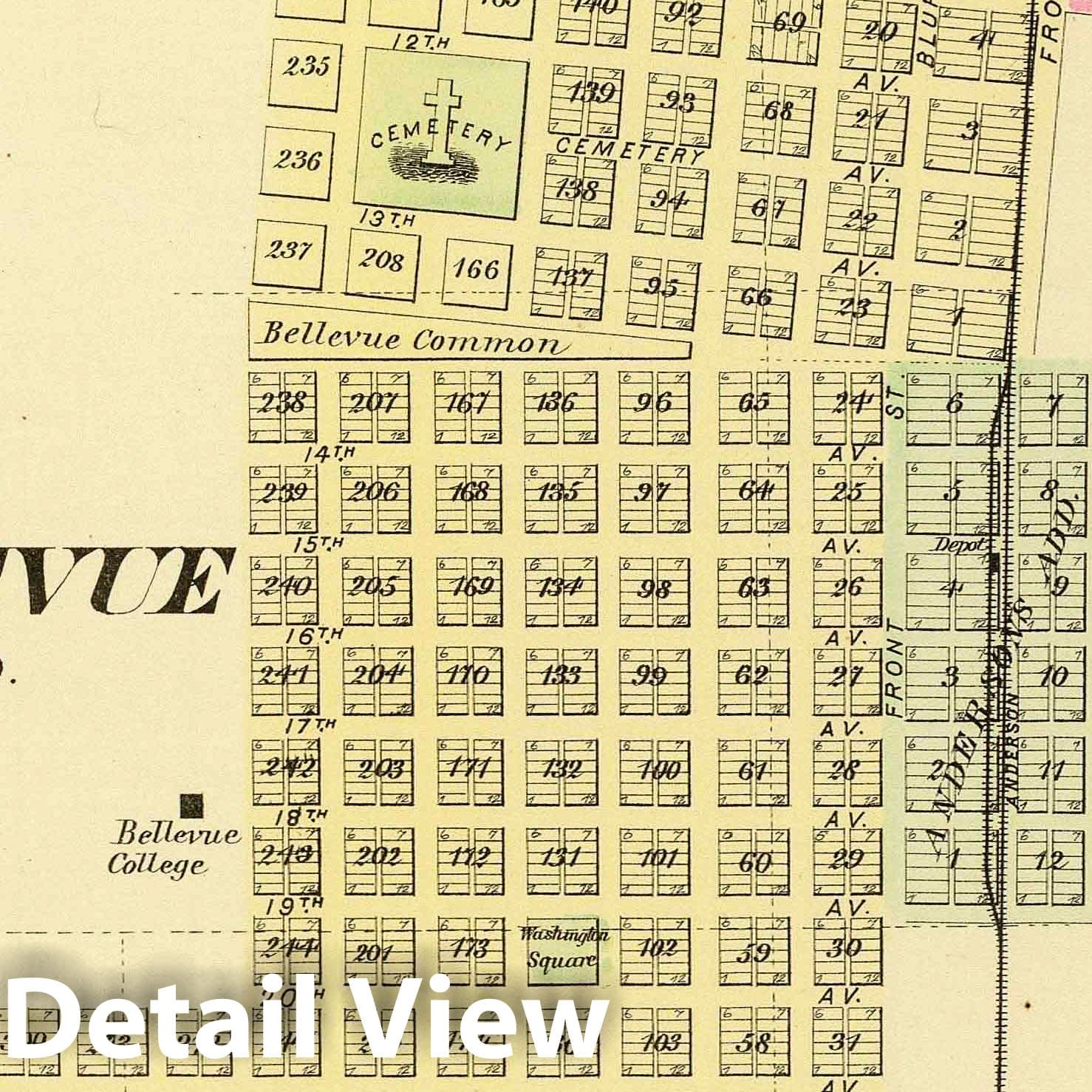 Bellevue and La Platte, Nebraska - Railroad Map, 1885