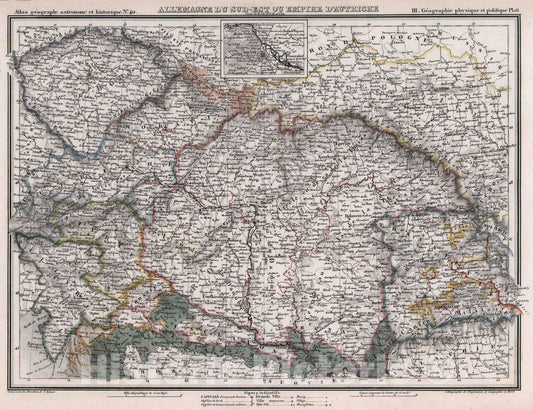 Historic Map : Austria, 1834 40. Allemagne du Sud-Est du Empire d'Autriche. , Vintage Wall Art