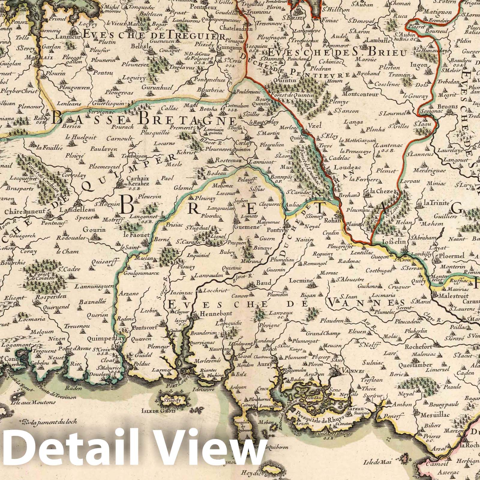 Brittany, 1695 - Historical Map Print