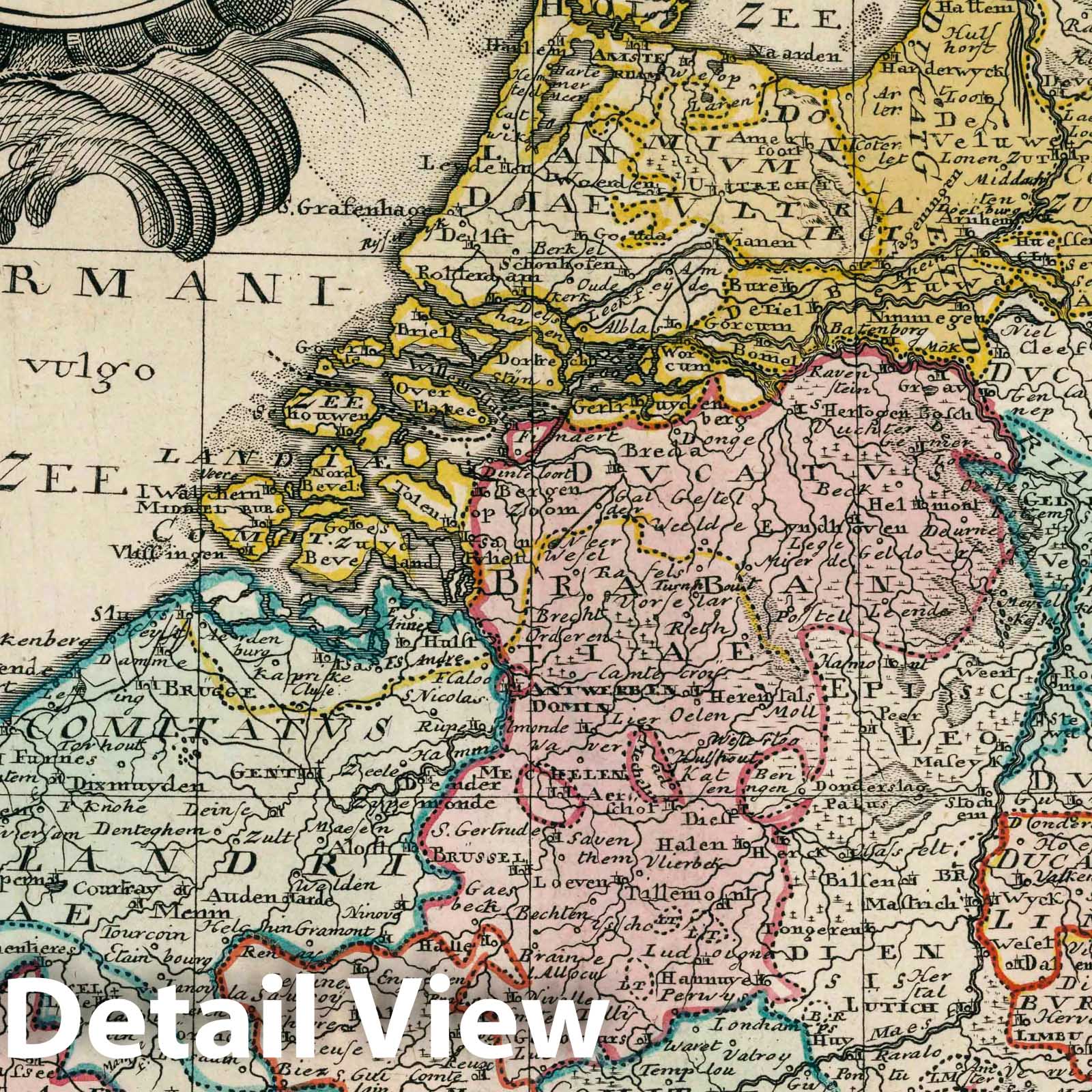 Netherlands and Belgium - River Map, 1753 - Leonhard Euler Atlas Print
