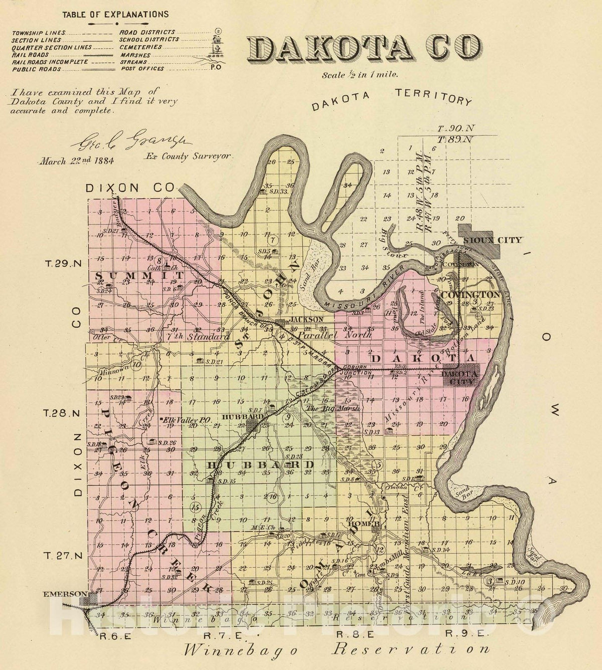 Historic Map : 1885 Dakota Co. - Vintage Wall Art