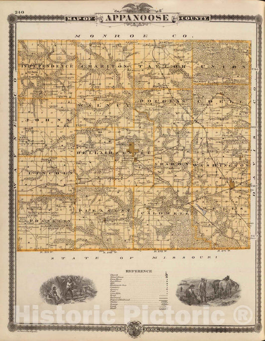 Historic Map : 1875 Map of Appanoose County, State of Iowa. - Vintage Wall Art