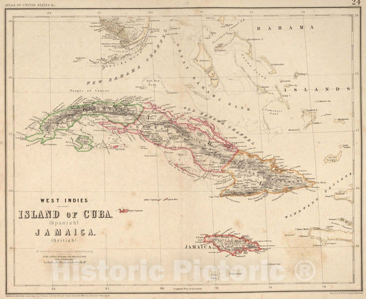 Historic Map : 1857 West Indies. v1 - Vintage Wall Art