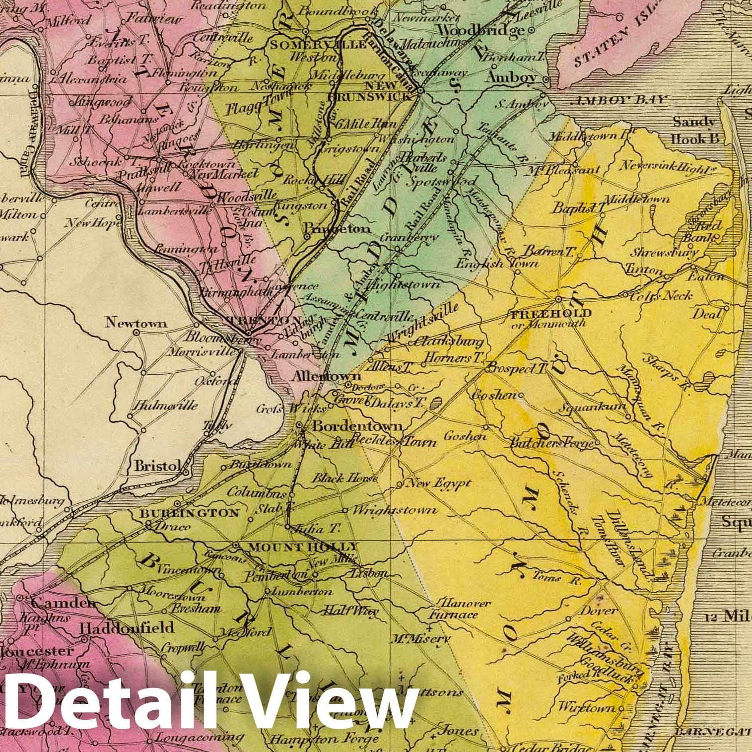 New Jersey - Railroad Map, 1840 - Historical Map Print
