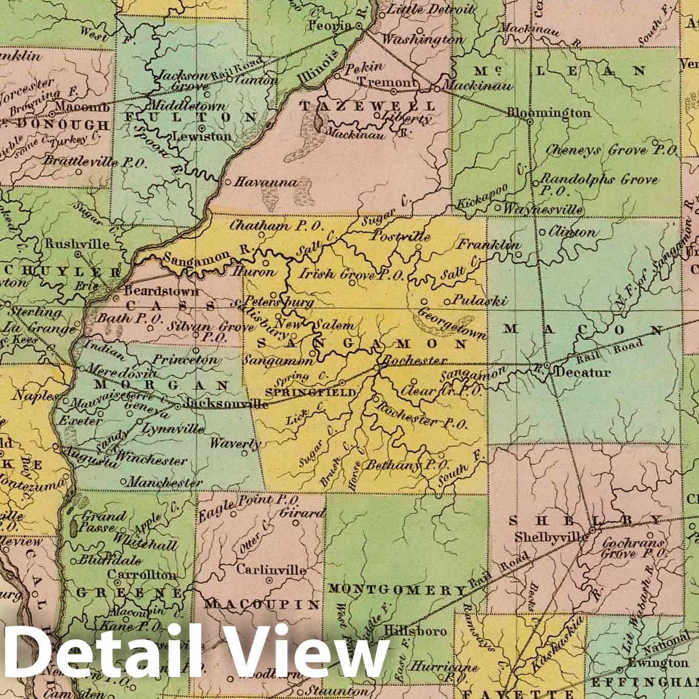 Illinois, 1838 - Historical Map Print from Bradford's Atlas